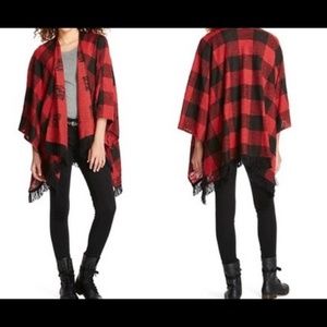 Mossimo Womens Buffalo Plaid Kimono Poncho
